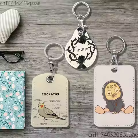 Skull Hum Bad Omens Nope Leather Keychain Card Holder For Airtag & Access Cards Modern Bus Pass