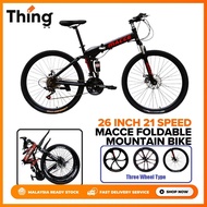 MACCE 26inch Foldable Mountain Bicycle Adult 21 Speed Bike Carbo Steel Frame Sports Outdoor Cycling 