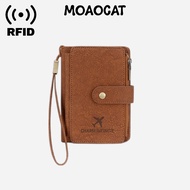 MOAOCAT RFID Passport Holder Multi-compartment Travel Organizer Zipper Snap Document Wallet No 379