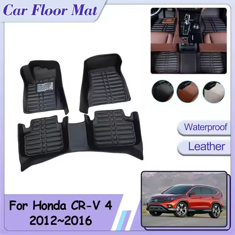 Car Floor Mat for Honda CR-V CRV 4 CRV EX RM RE 2012~2016 Leather Liner Panel Rug Cushion Custom Car