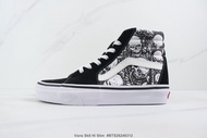 Vans Sk8 Hi Slim รองเท้าลำลองหุ้มข้อสูงกระดานหมากรุกวัสดุผ้าใบด้านล่างวัลคาไนซ์