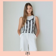 [asv pf25] Blair Layered Top เสื้อผู้หญิง สายเดี่ยว ผ้าลูกไม้ตัดต่อสลับสี สวมทับเสื้อแขนกุด คอกลม ซิ