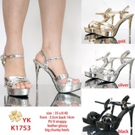 YKshoes 1753 heels 13cm strappy stiletto heels black gold silver heels