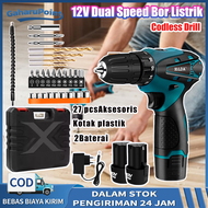 12V Bor Tangan Baterai Promo Dual Speed bor listrik Codless drill/bor cas murah 2 baterai/bor charge