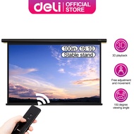 Deli 16:9 100 Inch Projector Screen with Electric Remote Control Automatic Pull Down Projector Scree