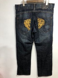 Ed Hardy 老虎牛仔褲美國製造洛杉磯潮牌牛仔褲36/30.5英吋男女皆宜unisex