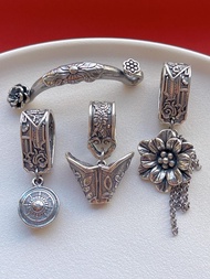 999 Sáng Tạo Bạc Nguyên Chất 999 Bạc Thái Hình Hoa Sen Cong Ống Bán Vòng Tay Ngựa Vòm Vàng Hoa Peony