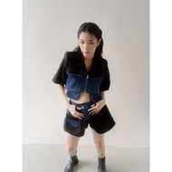 HITAM Ame - MARLOW SKORT - casual Black denim jeans Short Skirt