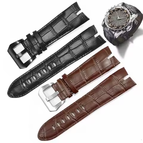 Genuine Leather Watchband 26mm For Roger Dubuis For EXCALIBUR series watch band strap 42mm dial RDDB
