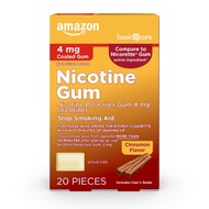 Amazon Basic Care Nicotine Polacrilex Gum Cinnamon Flavor 4 mg, 20 Count