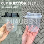 (10set) Cup thinwall oval pp cup matcha coffee reusable 12oz 380ml