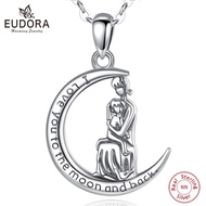 Eudora Real 925 Sterling Mother Baby Moon Pendant Necklace Family Fashion Fina Jewelry Birthday Gift