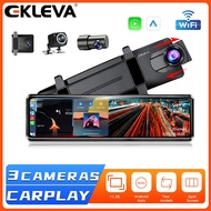 EKLEVA Wireless 3 Cameras Car Mirror Video Dash Cam