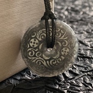 快速出貨 天然A貨緬甸玉翡翠 烏雞種雕花平安扣 開運 保平安