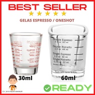 One Shot Espresso Glass KIT 30ml and 60ml Coffee Measuring Cup/ Oneshot Onetwocups Measuring Cup/