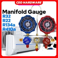 CEO Hardware - [ FREE ADAPTER ] Manifold Gauge R32 R410a R22 R134a GAS METER Set Air Cond Refrigeran