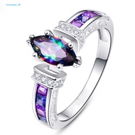 (Lovelycat) Women Fashion Multicolor Marquise Cut Cubic Zirconia Inlaid Finger Ring Jewelry
