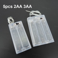 5pcs white Transparent 2/3 solt AA 3V 4.5V Battery Holder Box Case With Switch AA 2XAA 3XAA 2AA for 