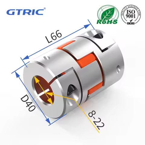 GTRIC D40L66 3 Jaws Spider Flexible Plum Coupler Stepper Servo Motor Shaft Connector Claw Coupling 8