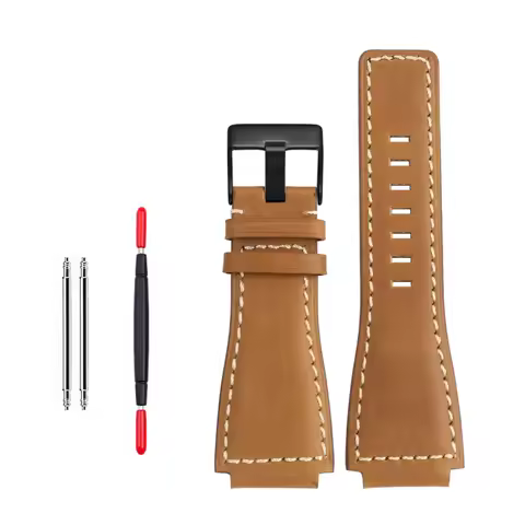 34*24mm Convex End Italian Calfskin Leather Watch Band For Bell Series BR01 BR03 Strap Watchband Bra