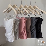 Hiko Super Beautiful Must-Pack Color French Crinkle Chest Padded Vest Thin Shoulder Strap bra top Fl