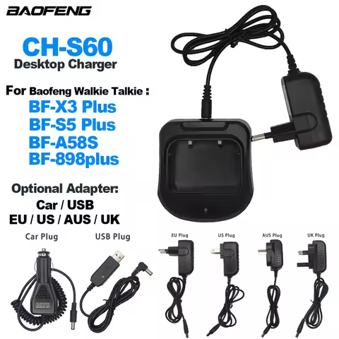 BAOFENG Walkie Talkie BF-X3 Plus Charger Optional Car/USB/EU/US/AUS/UK Adapter For BF-S5Plus A58S Tw