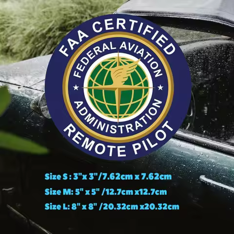 Round FAA Certified Remote Pilot Sticker, Federal Aviation Administration Vinyl, Aviation Decal For 
