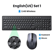 Bộ bàn phím và chuột không dây UGREEN MK006 (Đen) 2.4G Wireless Keyboard 104 Key Computer Laptop Key