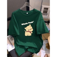 Woo Right Women's Short-Sleeved T-Shirt Green Gam Blue Cotton 1 New Summer 2025 Loose And Large Size