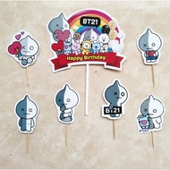 Topper toper cake decoration cake pick happy birthday kpop character birthday bt21 bt 21 van