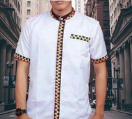 baju kemeja cowok pria tapis Lampung lengan pendek