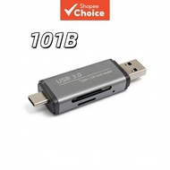 2-in-1 USB3.0 Type-C ,、PC、, SD/Micro SD/TF Pembaca Kad Memori 2 dalam 1 USB 3.0 Jenis-C SD/Micro SD/