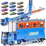 Toddler Toys for 3 4 5 6 Years Old Boys, Transport Car Carrier Truck with 79-Inch Race Track & 12 Di