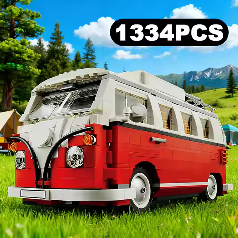 1334PCS Camper Van Building Blocks Bus Model Classic Camping Car Minibus Vehicle Assemble Bricks Toy