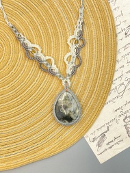 蠟線編織項鍊-水草瑪瑙項鍊