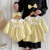 Creamy Baby Clothes Autumn Clothes Girls Sweet Long-Sleeved Dresses Baby Clothes Spring Autumn Siste