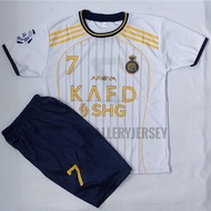 AL NASSR HOME KIDS FOOTBALL SHIRT SET AL NASSR RONALDO KIDS JERSEY SET AL NASSR RONALDO KIDS JERSEY 