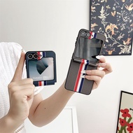 Leather Conjoined Central Axis Suitable for Samsung Z Flip 5 6 W24 W25 Flip Shock-resistant Phone Ca