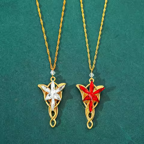Arwen Evenstar-Gold Color Crystal Pendant Necklace for Women and Girls, Jewelry Gift, Party Jewelry