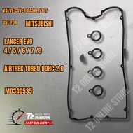 T2 MITSUBISHI EVO 4 5 6 7 8 AIRTREK TURBO DOHC VALVE COVER GASKET SET MD340535 4G63 4G63T