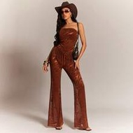 Women's Sexy Casual Distinctive Coffee Brown Jacquard Mesh Fringe Set (Including Lining), Scarf Band