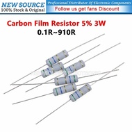 [10pcs] 3W Carbon Film Resistor  5% 0.1R 910R 0.27R 0.47R 0.68R 3.3R 10R 36R 47R 51R 68R 100R 220R 4