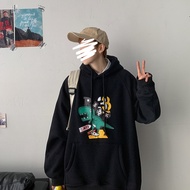 แจ็กเก็ตมีหมวก  เสื้อสเวตเตอร์ชายทรงหลวมสไตล์ฮ่องกงการ์ตูนเสื้อแจ็คเก็ตบางสไตล์ฮาราจูกุแบรนด์นักเรีย