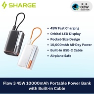SHARGE Flow 3 45W 10000mAh Portable Power Bank with Built-in Cable