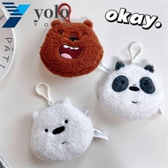 YOLO Plush Bear Coin Purse, Panda Bear We Bare Bears Bear Plush Doll Card Bag, Kawaii Plush Plushie Bags Cartoon We Bare Bears Plush Wallet Key Lipstick Earphone