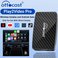 OTTOCAST Play2Video Pro Android 12 Tv Box Wireless CarPlay Android Auto Adapter Built in Youtube Net