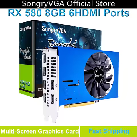 SongryVGA RX 580 4/8GB Multi-Screen Graphics Card,GDDR5 6 HDMI 2.0 Outputs PCIe 3.0 x16 Interface fo