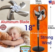 New: 18 Inches Aluminum Blade 4 Speed Super Strong Wind Stand Fan Timer 1 Hr/Kipas Berdiri