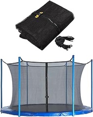 Trampoline Replacement Accessories Round Trampoline Safety Net, Replacement Safety Enclosure Net for 6 Straight Poles Round Frame Trampolines, Breathable and Weather-Resistant Trampoline Net