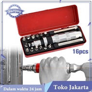 ISI 16 OBENG KETOK IMPACT SCRERIVER SET DENGAN KOTAK BESI IMPACT VER